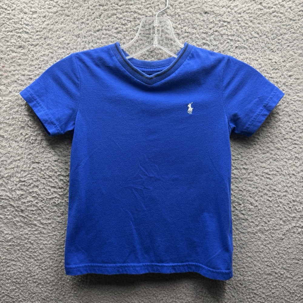POLO Ralph Lauren T-Shirt Toddler Boys Size 4T Blue V-Neck Short Sleeve Shirt 4T